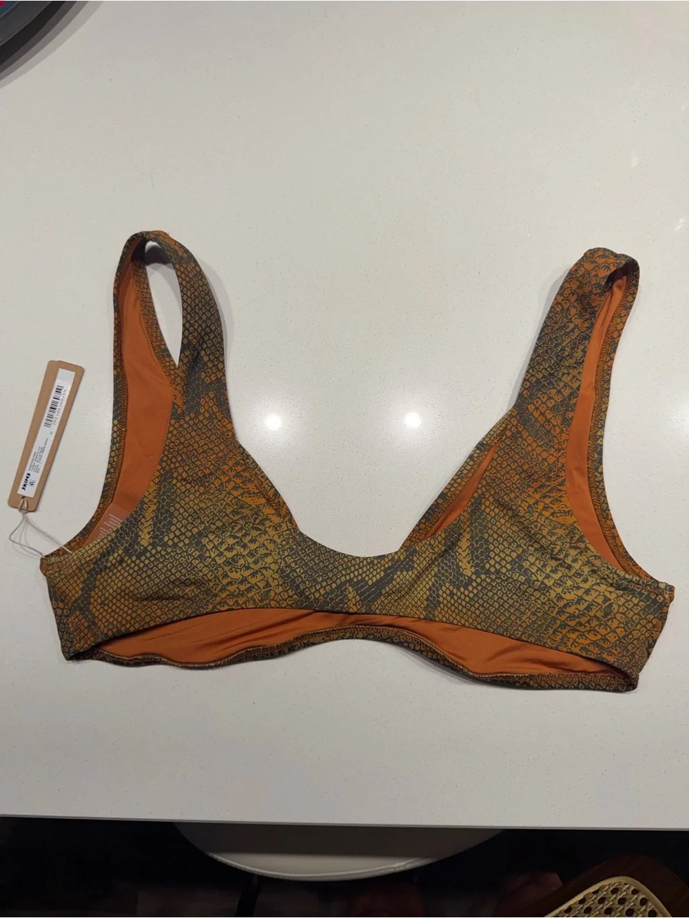 SKIMS Plunge Bikini Top - Ombré Snake Forest - NWT